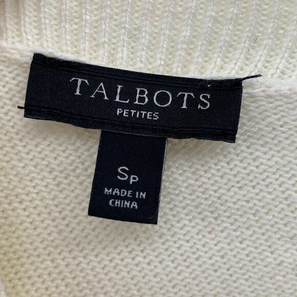Talbots Ivory Criss Cross Lightweight Cashmere Fair Isle Knit Small Sweater - Picture 4 of 7